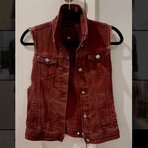 Brandy Melville Burgundy Denim Vest (M)